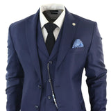 James Men's 3-Piece Navy Blue Tailored Fit Suit