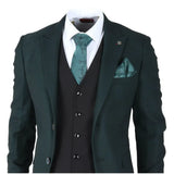 Jasper - Men's 3 Piece Olive Green Suit With Black Waistcoat