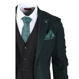 Jasper - Men's 3 Piece Olive Green Suit With Black Waistcoat