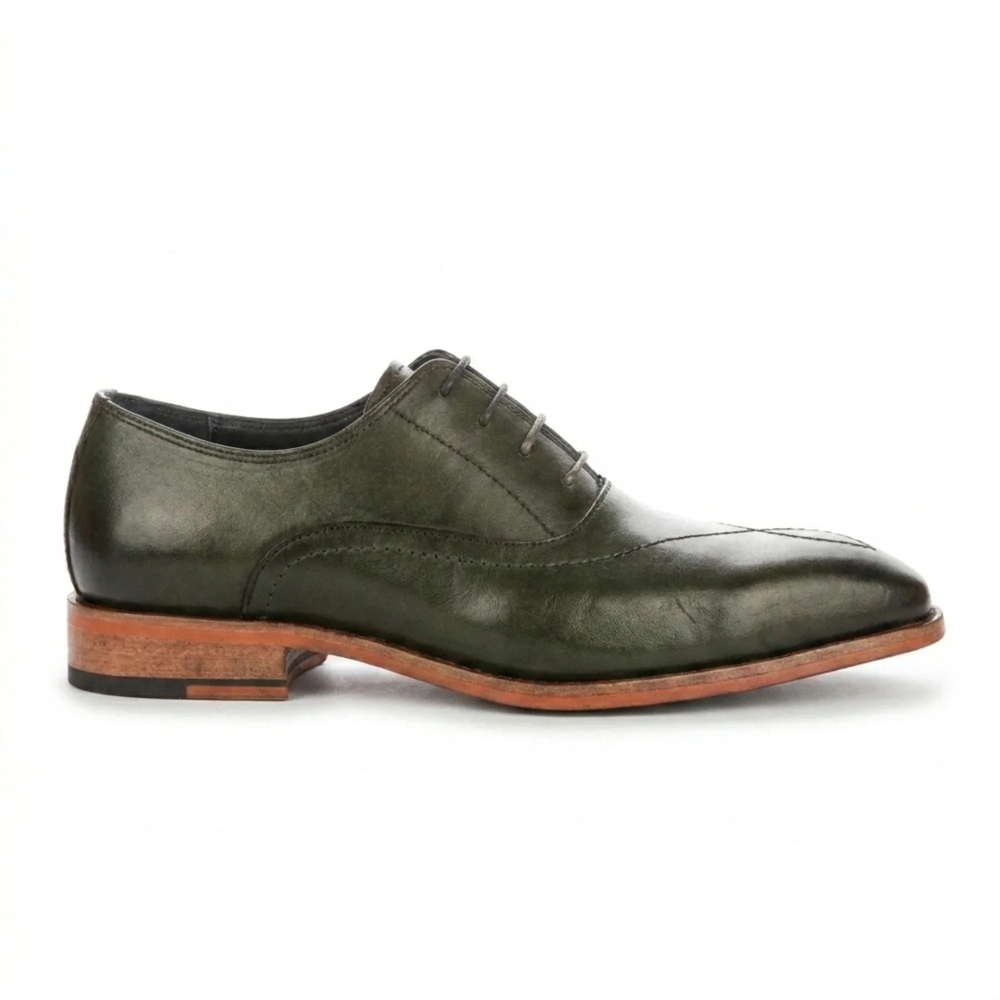 Jett - Donkergroene Oxford-schoenen voor heren met kruissteek op de neus