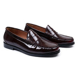 Joseph - Heren Penny Loafers van bordeauxrood lakleer