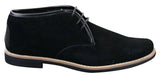 Elong K16 Mens Suede Low Ankle Chelsea Boots Laced Dessert Chukka Shoes Leather Inner Black