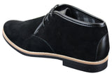 Elong K16 Mens Suede Low Ankle Chelsea Boots Laced Dessert Chukka Shoes Leather Inner Black