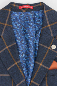 Heren visgraat tweed ruit 3-delig wollen pak Peaky Blinders - marineblauw