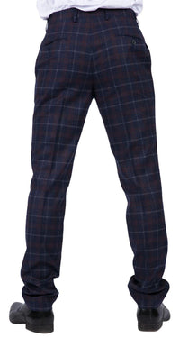 Kenneth - Men's Navy Tweed Check Trousers