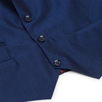 Boys 3 Piece Shiny Blue Wedding Party Suit Tailored Fit Smart Formal