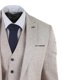 Mens Cream Vintage 3 Piece Suit