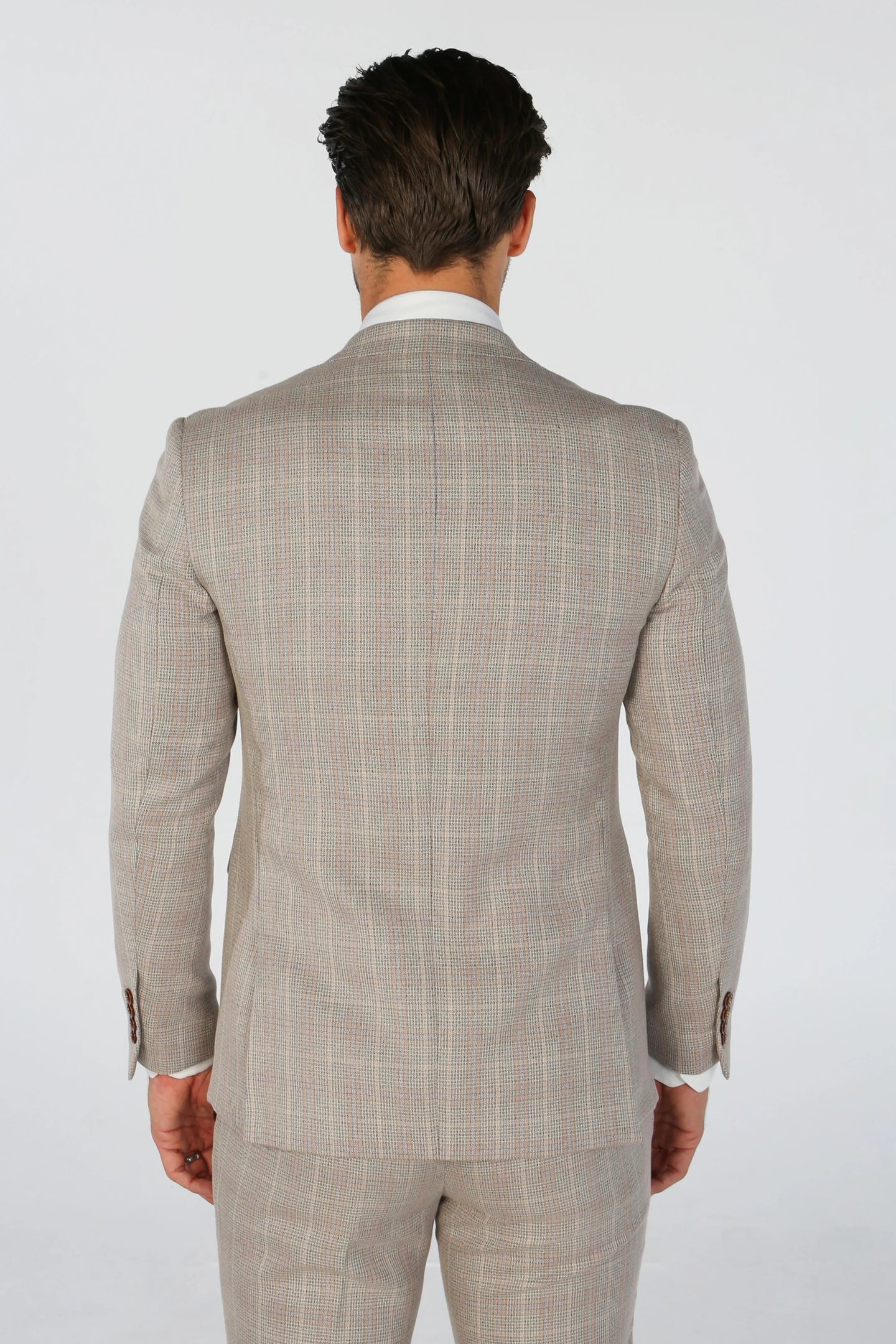 Leo - Men's Beige Checked Tailored Fit Blazer