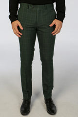 Leo - Men's Green 3 Piece Checked Tailored Fit Suit