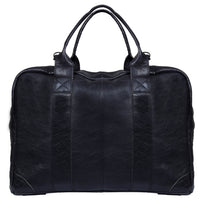 Real Leather Carry On Overnight Bag - Black