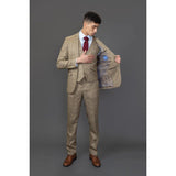 Liam - Men's 3 Piece Brown Checked Suit