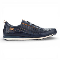 Liverpool - Herensneakers van blauw leer met elastische tailleband