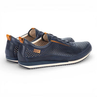 Liverpool - Herensneakers van blauw leer met elastische tailleband