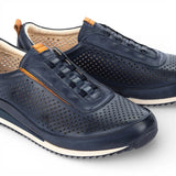 Liverpool - Herensneakers van blauw leer met elastische tailleband
