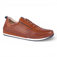 Liverpool - Herensneakers van bruin leer met elastische tailleband