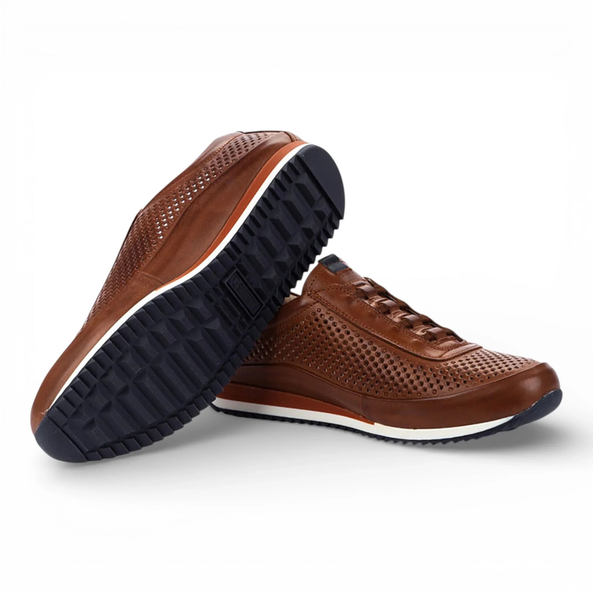 Liverpool - Herensneakers van bruin leer met elastische tailleband