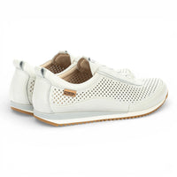 Liverpool - Heren witte leren instapsneakers met elastische tailleband