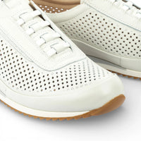 Liverpool - Heren witte leren instapsneakers met elastische tailleband