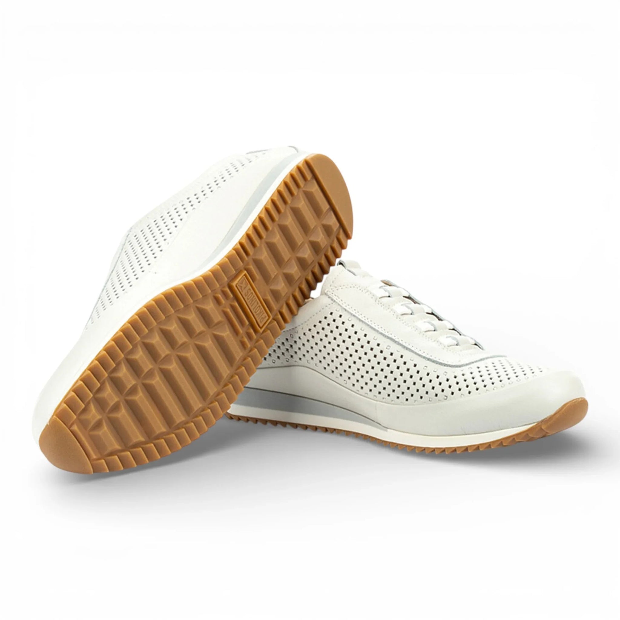Liverpool - Heren witte leren instapsneakers met elastische tailleband
