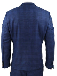 Marc Darcy Jerry - Blue 3 Piece Check Suit