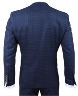 Luis - Heren Blauw Geruit Slim Fit 3-delig Pak