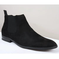 Men's Slip On Black Suede Leather Lined Chelsea Boots