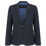 Madrid - Dames marineblauwe tweed blazer met getailleerde pasvorm