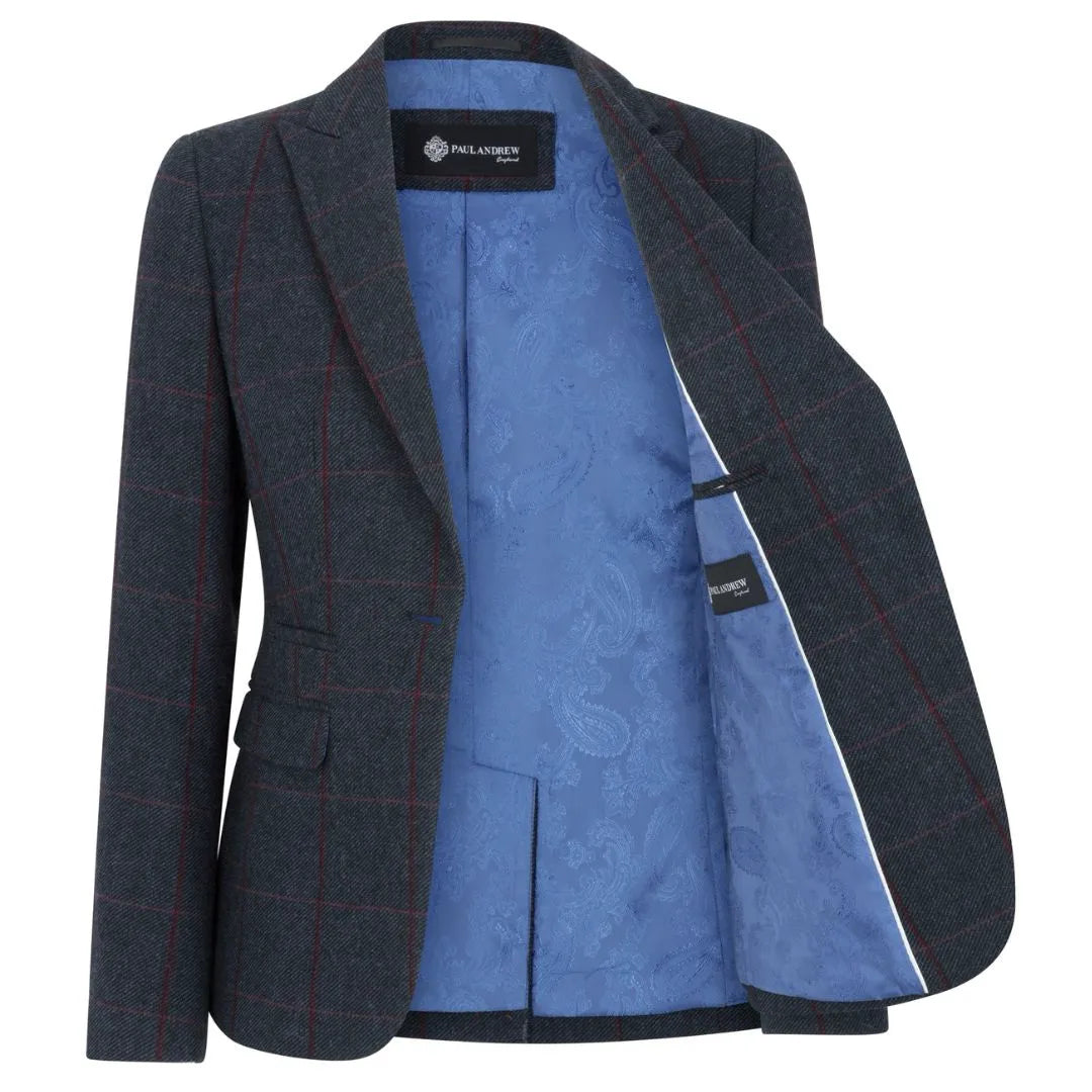 Madrid - Dames marineblauwe tweed blazer met getailleerde pasvorm