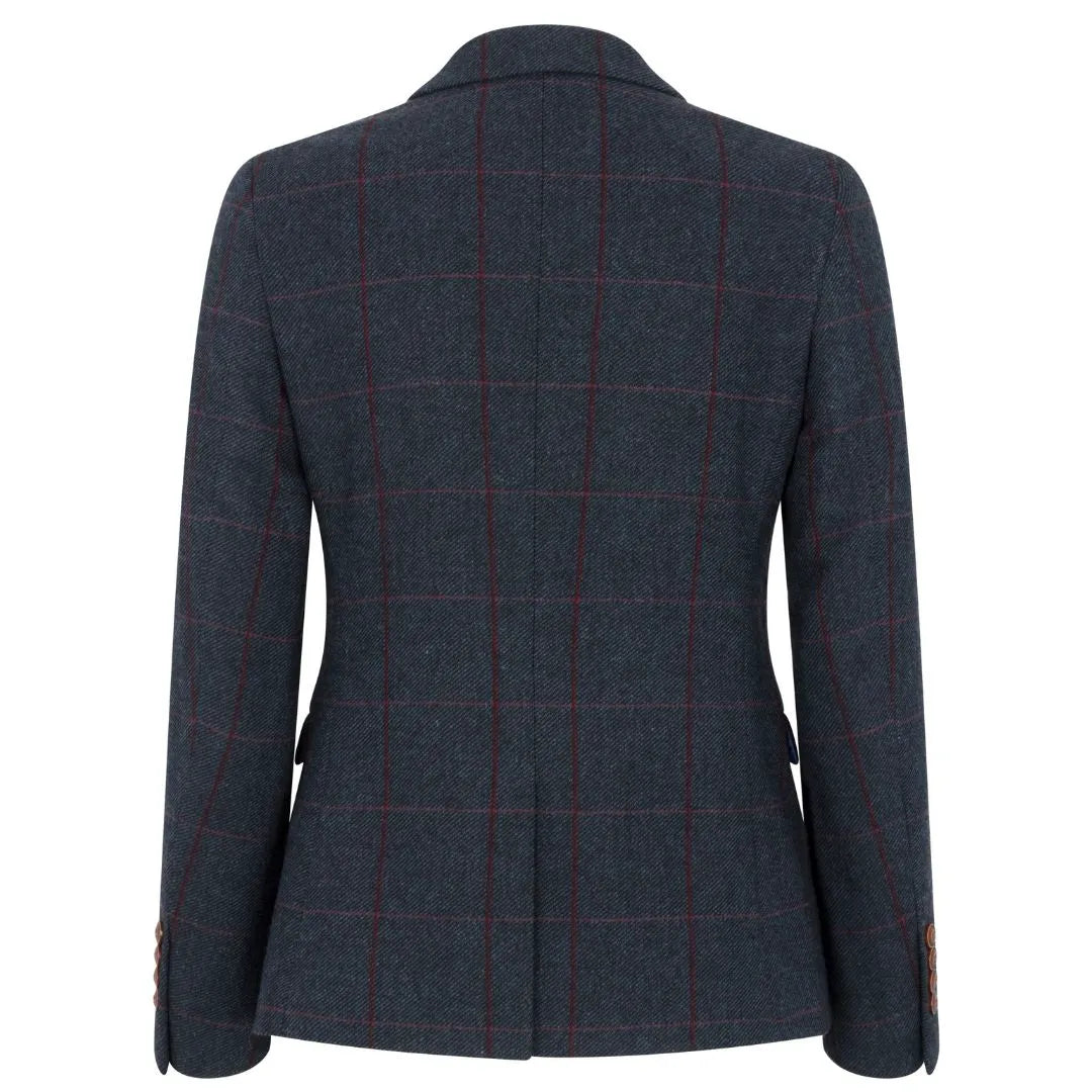 Madrid - Dames marineblauwe tweed blazer met getailleerde pasvorm