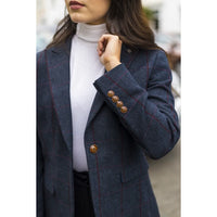 Madrid - Dames marineblauwe tweed blazer met getailleerde pasvorm