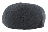 Men's Flat Cap Wool Herringbone Charcoal Tweed Classic 1920s Unisex Del Boy