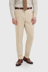 Malibu - Beige driedelig pak met textuur voor heren
