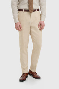 Malibu - Beige driedelig pak met textuur voor heren