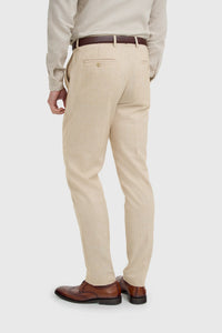 Malibu - Beige driedelig pak met textuur voor heren