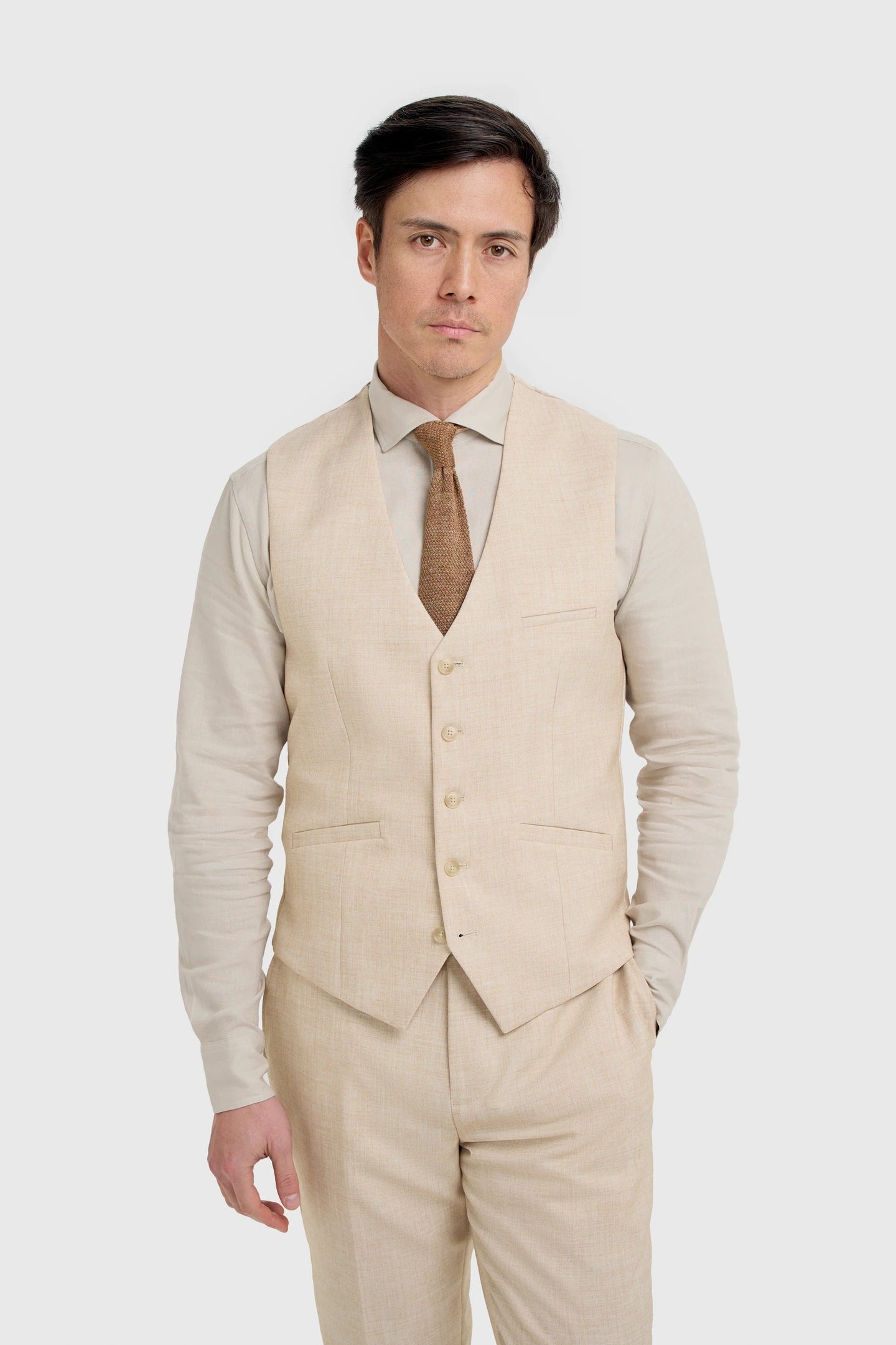 Malibu - Beige herenvest met textuur