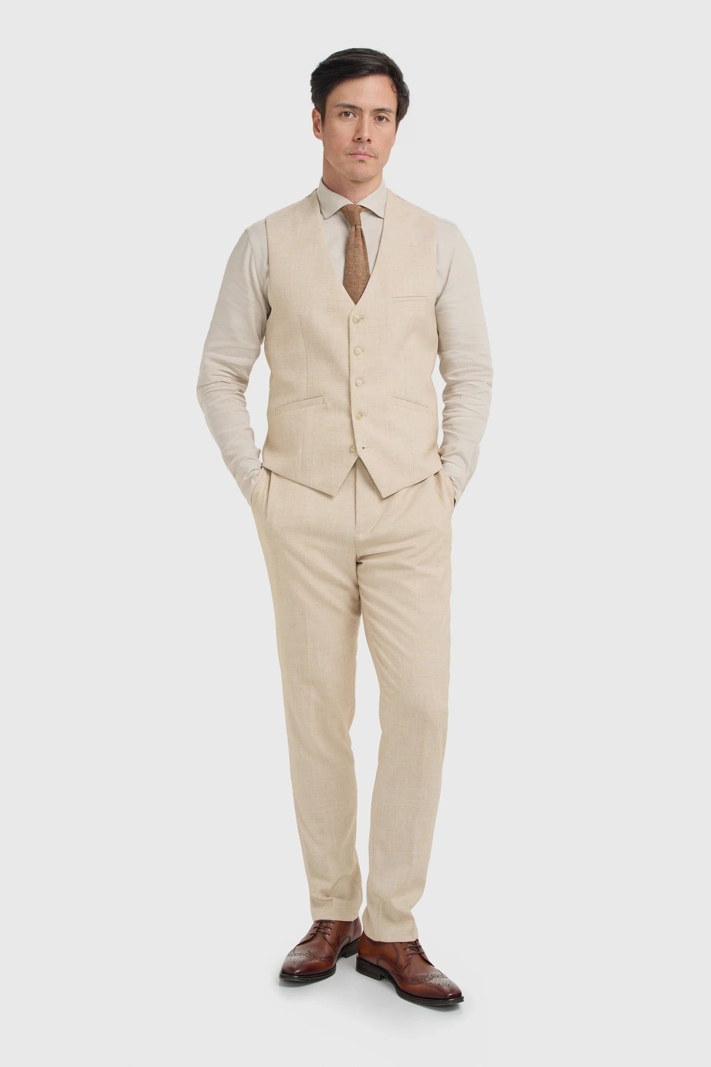 Malibu - Beige herenvest met textuur