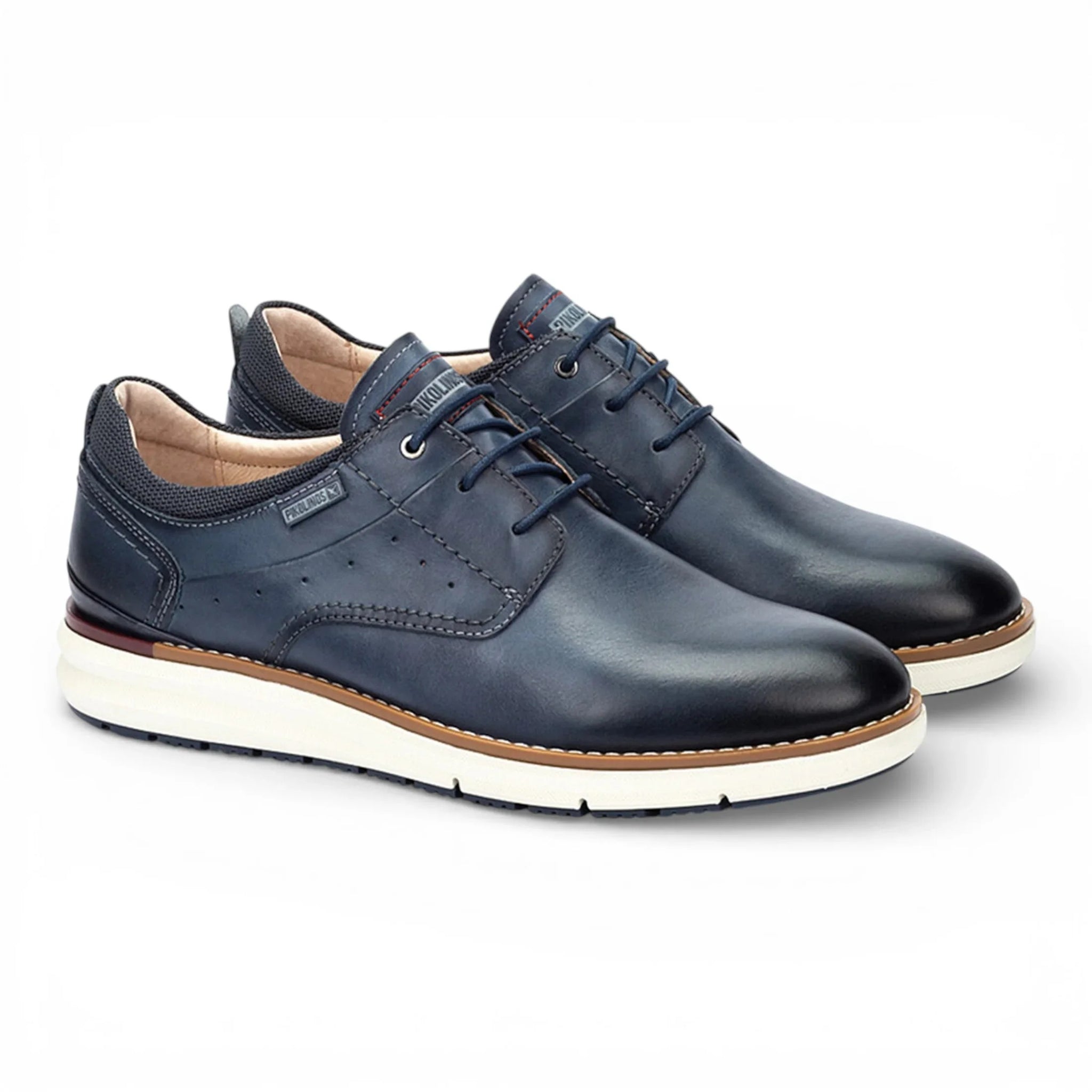 Manacor - Herensneakers van blauw leer met vetersluiting
