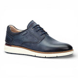 Manacor - Herensneakers van blauw leer met vetersluiting