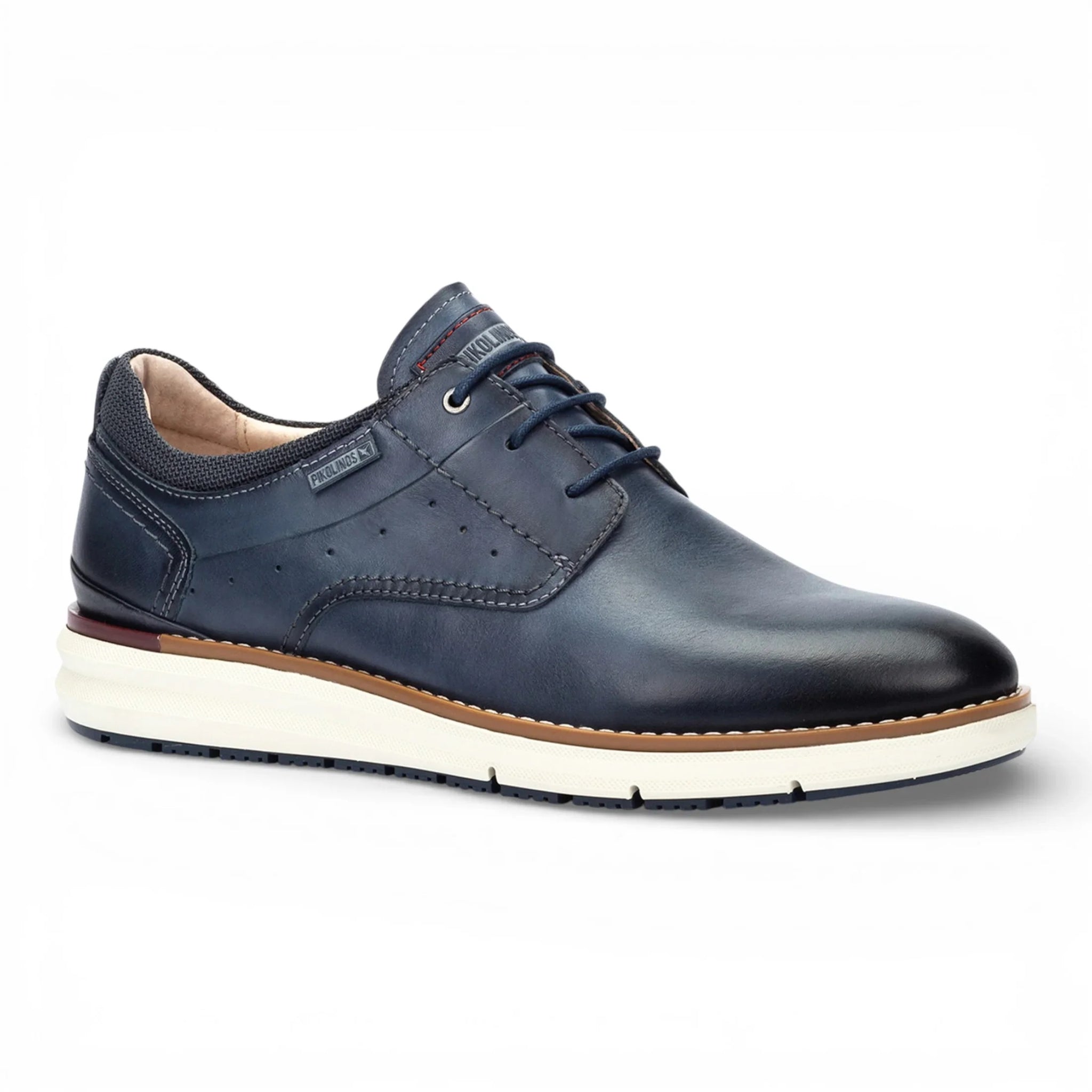 Manacor - Herensneakers van blauw leer met vetersluiting