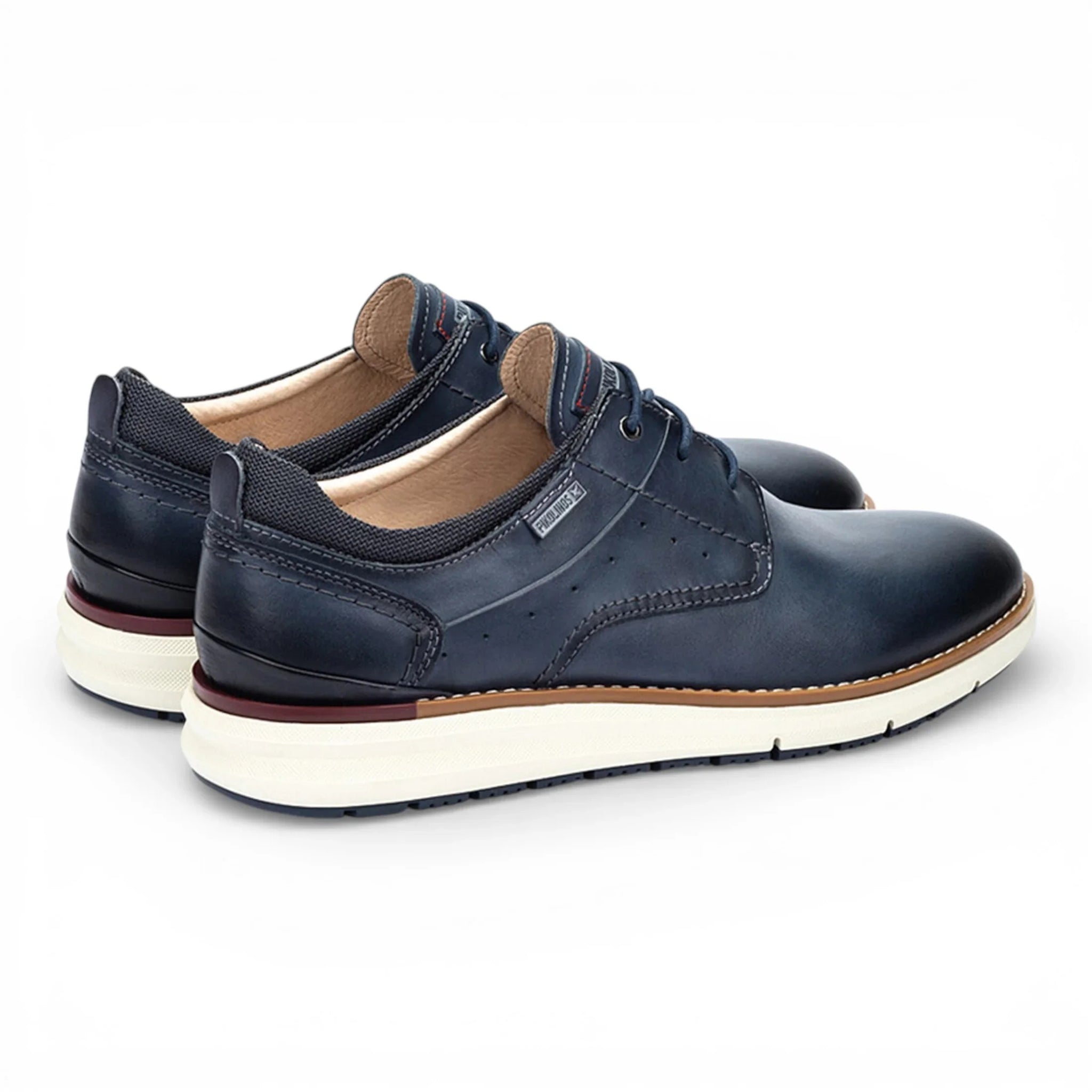 Manacor - Herensneakers van blauw leer met vetersluiting