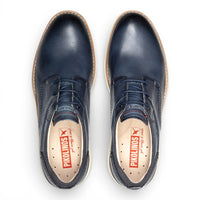 Manacor - Herensneakers van blauw leer met vetersluiting