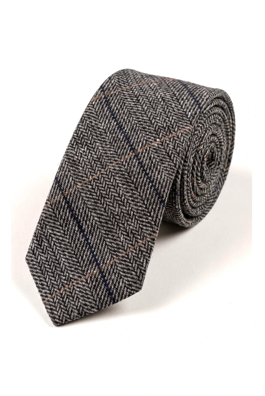 Marc Darcy Heren Tweed Herringbone Textuur Marc Darcy Stropdassen Klassiek Vintage Retro DX7