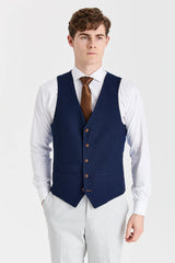 Mark Stone-pak met contrasterend marineblauw Mayfair-vest.