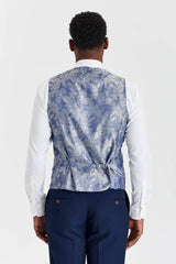 Mayfair marineblauw pak met textuur en Harris marineblauw contrasterend tweed vest.