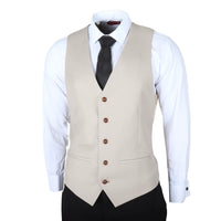Mayfair - Men's 3 Piece Black Suit With Cream Waistcoat