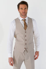 Mayfair - Men's 3 Peice Beige Birdseye Wedding Suit