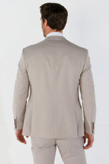 Mayfair - Men's 3 Peice Beige Birdseye Wedding Suit