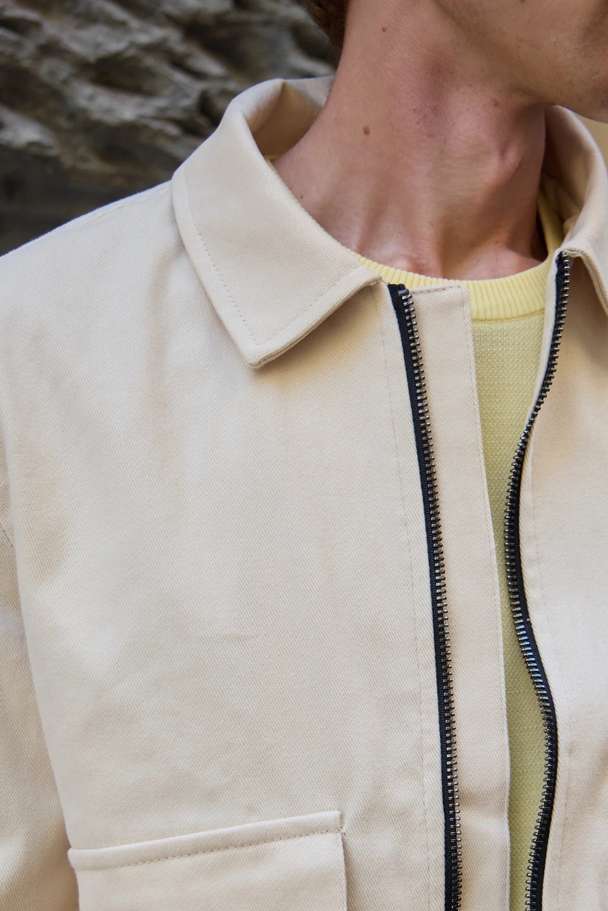 Beige lichtgewicht utility bomberjack met ritssluiting voor heren