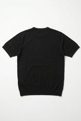 Klassiek zwart gebreid T-shirt voor heren met korte mouwen en ronde hals.