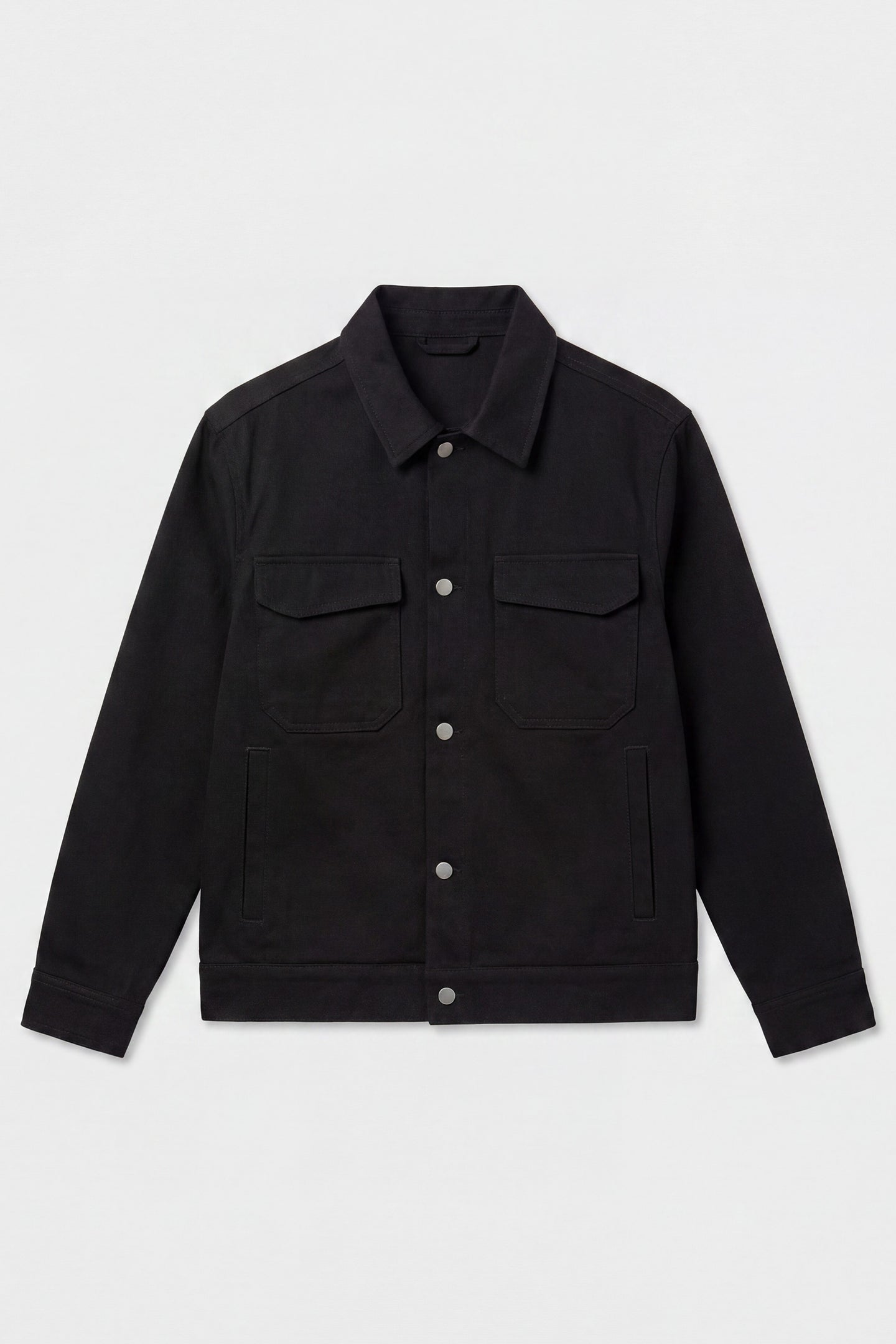 Herenjas van zwarte katoenen twill - Trucker-overhemd